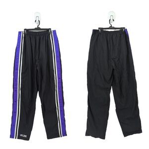 VTG Holloway Men XXL Anytime Fitness Pants Black Purple Striped Breakaway Mesh